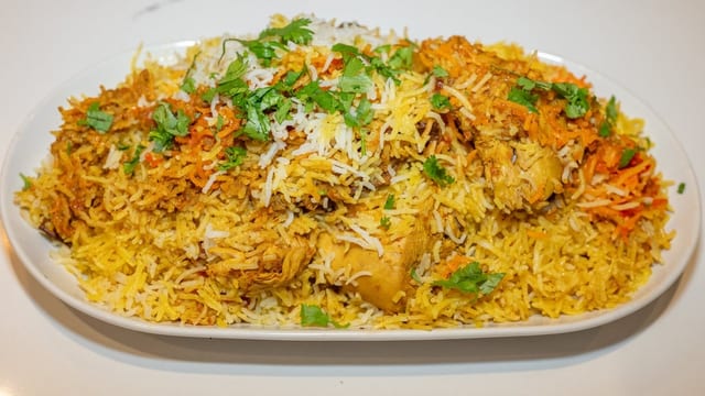 Chicken biryani.